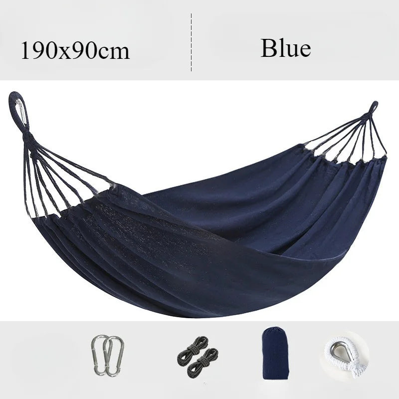 Single Person Portable Outdoor Camping Hammock Foldable High-strength Thick Canvas Anti Roll Leisure Sleep Swing Camp Hammock