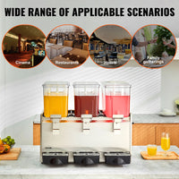 SucceBuy 2 3 Tanks Commercial Beverage Dispenser Ice Tea Drink Machine 304 Stainless Steel Juice Dispenser for Restaurant Hotel