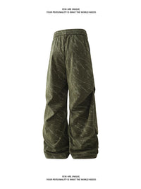 Men’s Corduroy Tie-Dye Cargo Pants Loose Autumn Trousers