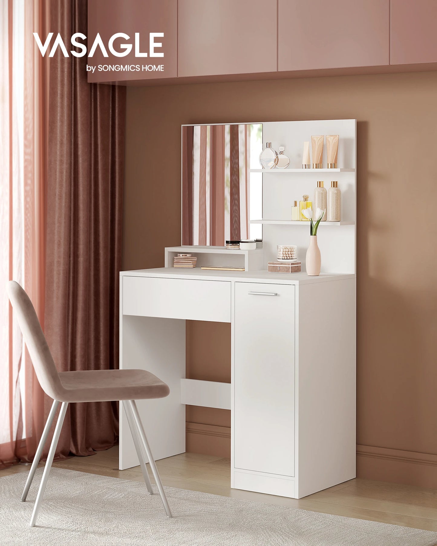 Modern Vanity Table with Mirror & Storage