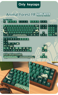 Animal Forest Green Cherry Profile Keycap Set ISO Layout