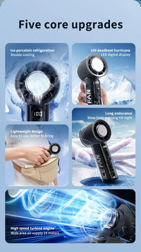 Turbos Chilled Ice Sensation Cold Fan 3000mAh Rechargeable Mini Turbos Fan 100 Speeds Outdoor Protable Handheld Air Cooling Fan