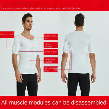 Men’s Fake Muscle Shaper Shirt Cosplay & Fitness Undershirt