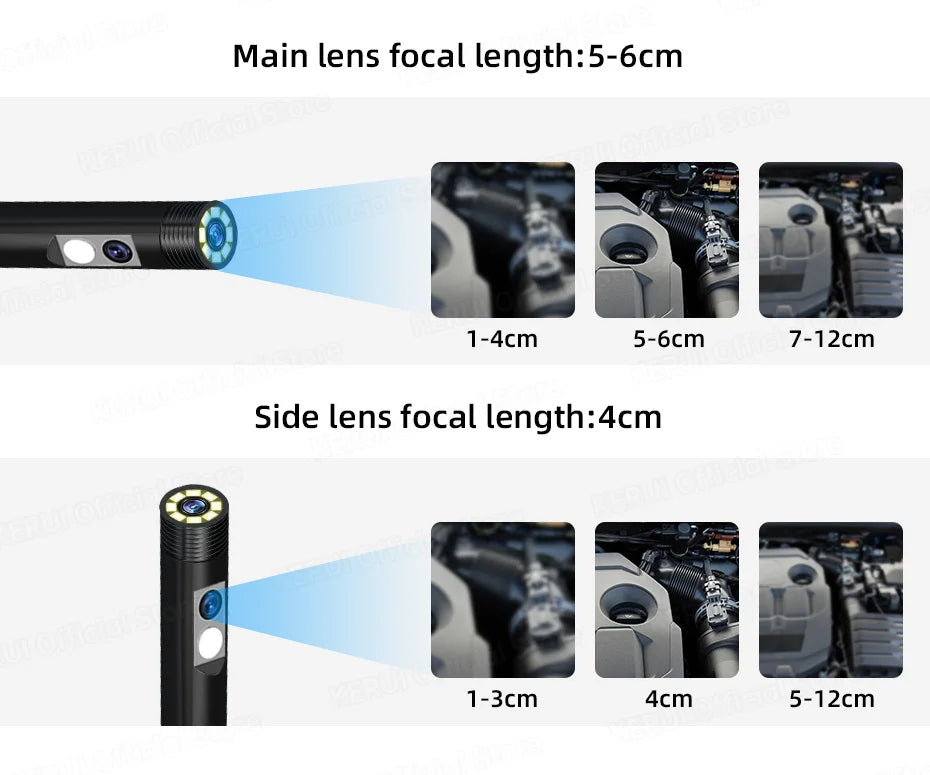 Dual Lens Industrial Endoscope Camera with Screen IP67