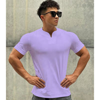 Men’s Slim Fit V-Neck T-Shirt – Summer Cotton Gym Tee