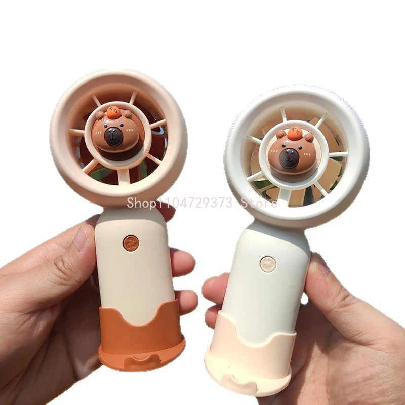 Portable Mini Pocket Cooling Fan Fashion Handheld Cartoon Cute Capybara MINI Fan Outdoor USB Charging Small Fan Gifts