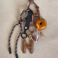 Sausage Dog Bear Keychain Braided Rope Baseball Bread Bead Pendant Mobile Bag Bag Fashion Accessories New Year Gift For Girl Kid