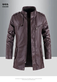 Men’s Slim Winter Leather Jacket with Fleece Lining