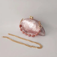 Marble Acrylic Evening Clutch Bag with Diamond Chain