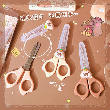 1pc School Useful Back To School Stationery Scissors Cute Capybara Craft Scissors Mini Scissors for Diy Children's Scissor