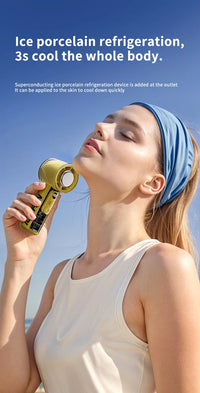 Turbos Chilled Ice Sensation Cold Fan 3000mAh Rechargeable Mini Turbos Fan 100 Speeds Outdoor Protable Handheld Air Cooling Fan