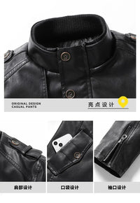 Men’s Slim Winter Leather Jacket with Fleece Lining