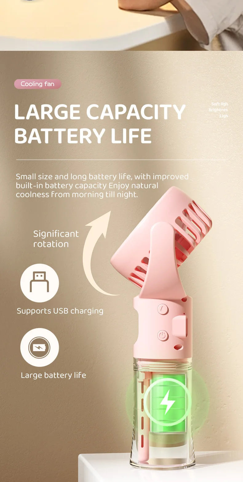 Mini USB Misting Fan – Portable Handheld Rechargeable Cooler