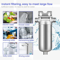 Pre-filter household well water whole house household water purifier 304 stainless steel high flow backwashing water filter