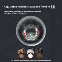 USB Rechargeable Electric Salt and Pepper Grinder Adjustable Coarseness Large Capacity Auto Spices Grinders Kitchen Cooking Tool