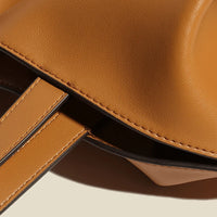 Women’s Cowhide Leather Lucky Bag – Pleated Drawstring Tote