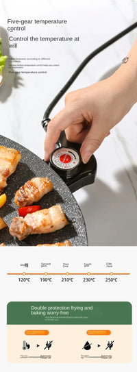 Smokeless Electric Frying Pan & Grill – Nonstick 5-Temp