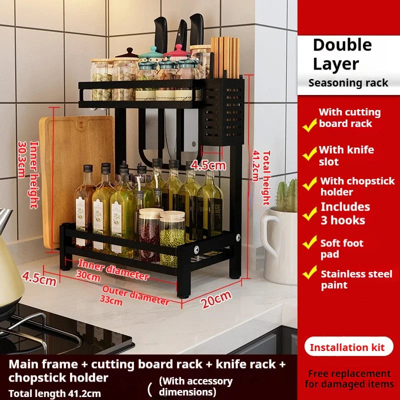 2-Layer Stainless Steel Kitchen Storage & Dish Rack