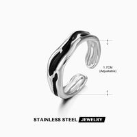 Stainless Steel White Black Enamel Rings for Women Gold Color Heart Star Geometric Open Rings Fashion Jewelry Gift Wholesale