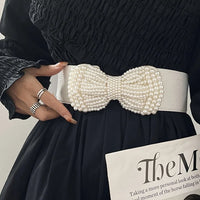 Women’s Large Bowknot Elastic Waist Belt for Dresses