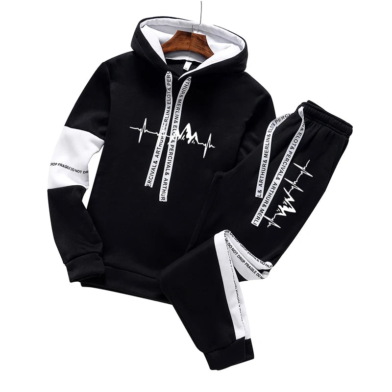 Men’s Tracksuit Set – Casual Hooded Sweatshirt & Joggers
