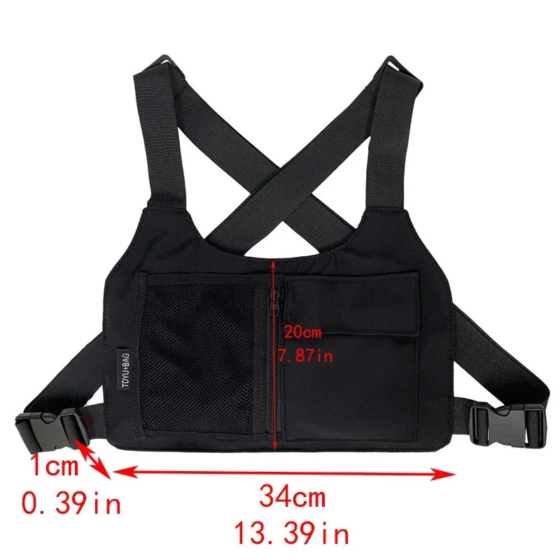 Unisex Hip-Hop Chest Rig Bag – Tactical Streetwear Vest