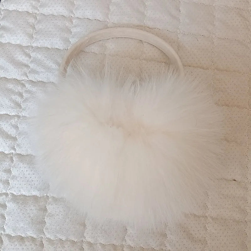 Oversized Real Raccoon Fur Winter Earmuffs for Women
