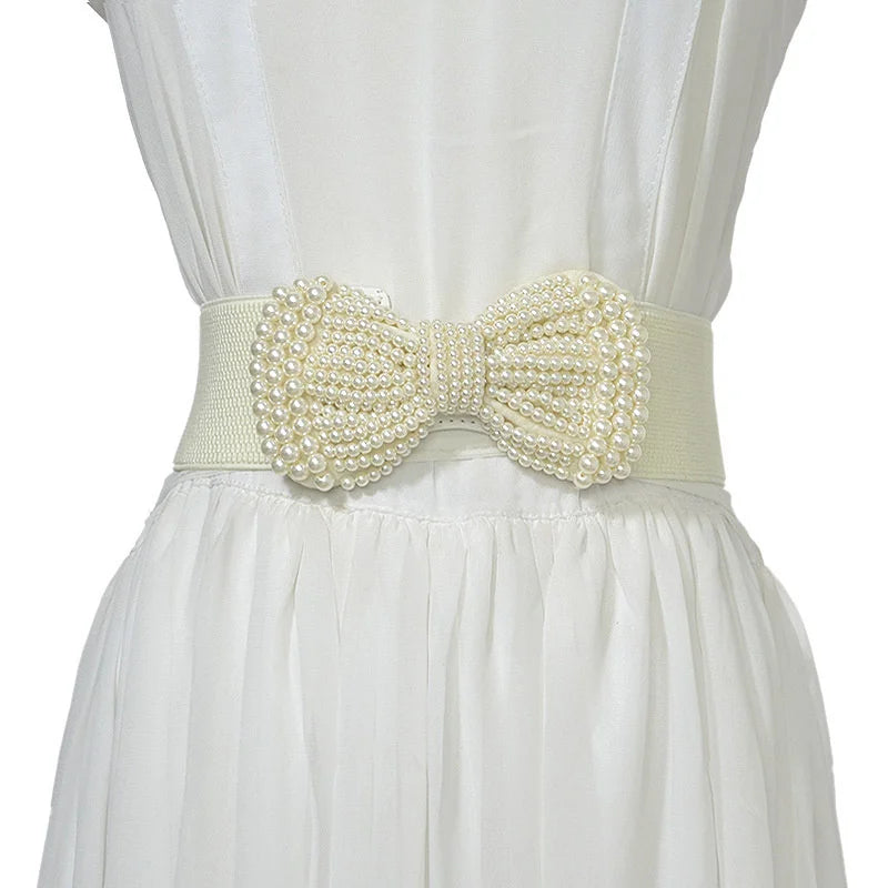 Women’s Large Bowknot Elastic Waist Belt for Dresses