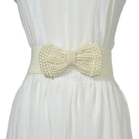 Women’s Large Bowknot Elastic Waist Belt for Dresses