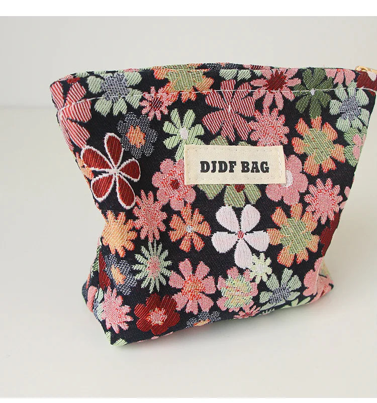 Red Flower Women's Cosmetic Bag, Small Portable Travel Toiletry Bag, Simple Cosmetic Storage Bag, Inner Tank Bag, Coin Purse