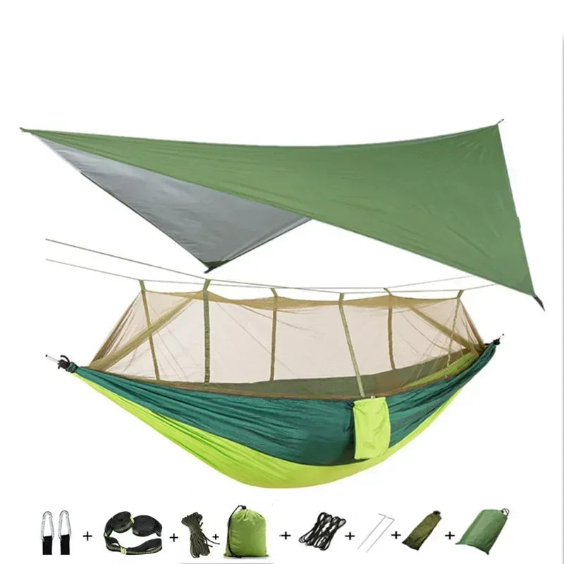 Swallowtail Camping Hammock with Mosquito Net & Rainfly