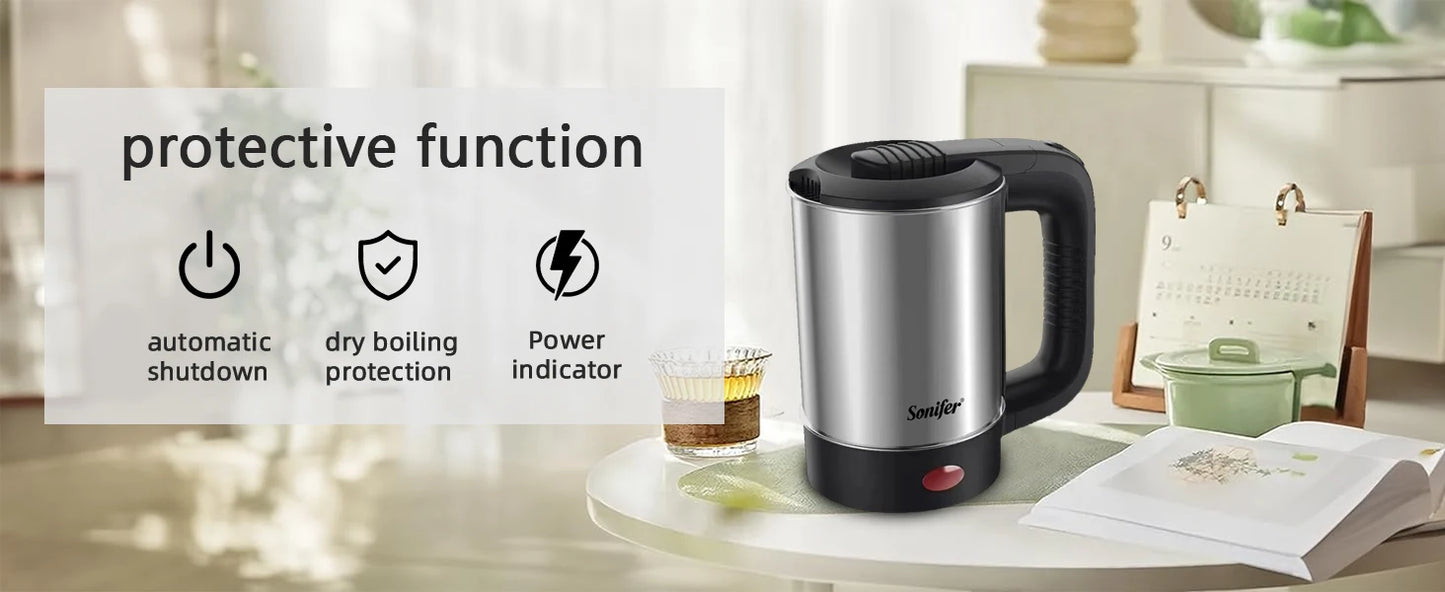 Portable Travel Electric Kettle, Mini Tea/Coffee Pot,Compact & Durable. Perfect for Travel