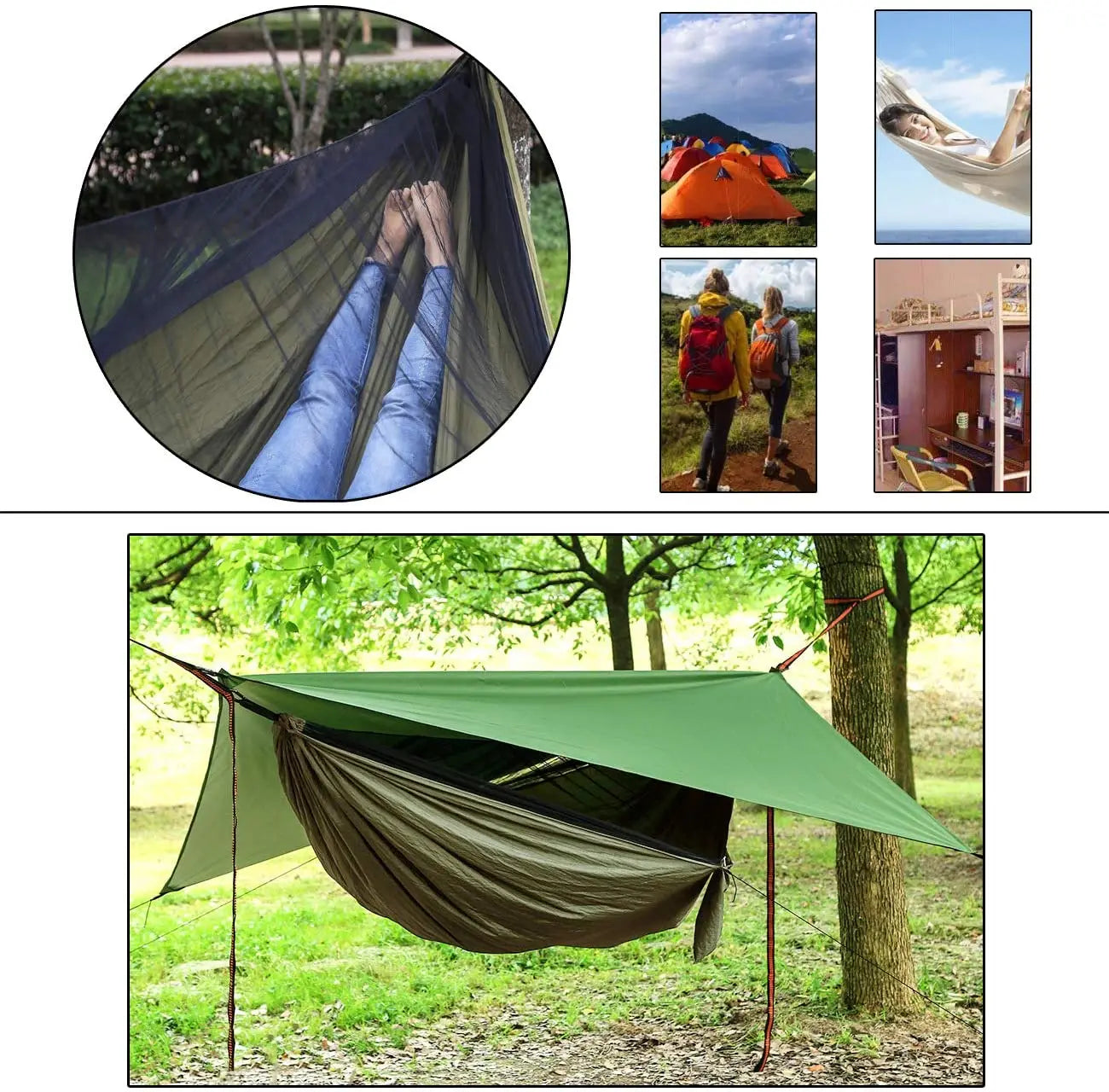 Double Camping Hammock with Mosquito Net Portable