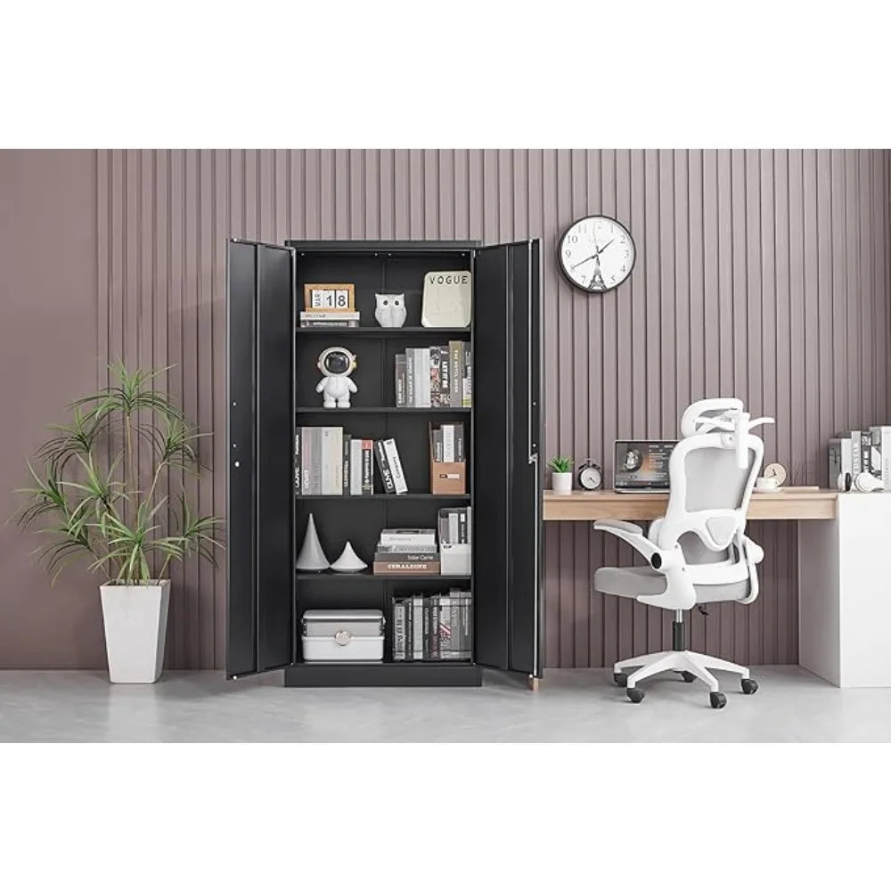 Metal Storage Cabinet with Doors & 5 Adjustable Shelves