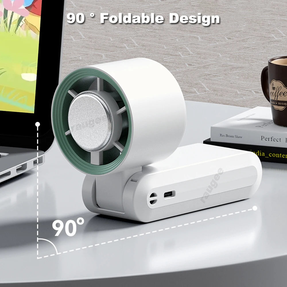 Portable Handheld Turbo Fan Foldable Hanging Neck Fan Mini Hand Fan 3600mAh USB Rechargeable High Speed Ice Cooling Turbo Fan