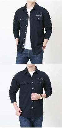 Men’s Outdoor Cotton Work Shirt – Multi-Pocket Safari Style