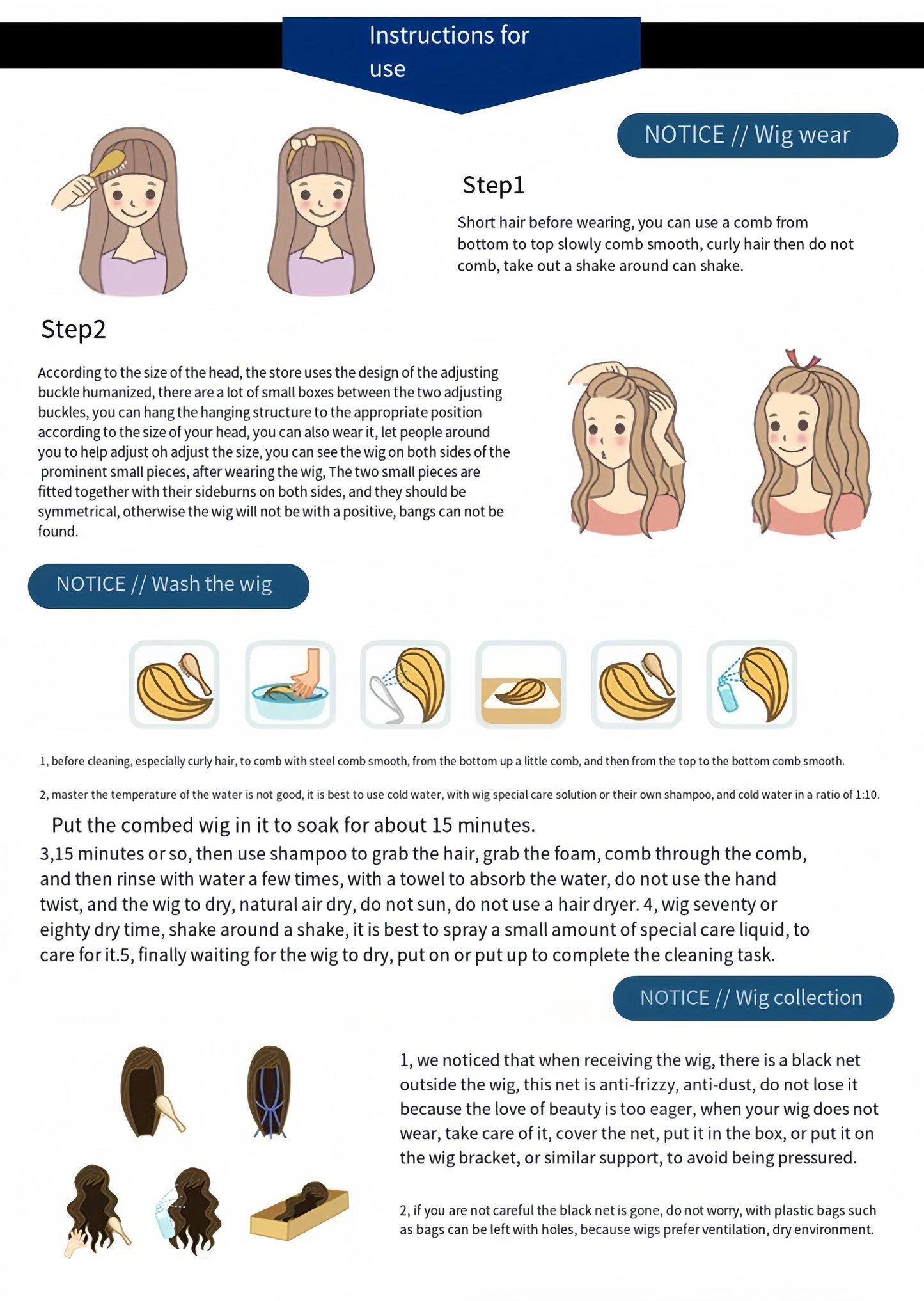 Long Curly Wig with Bangs – Brown Synthetic Fiber Hair