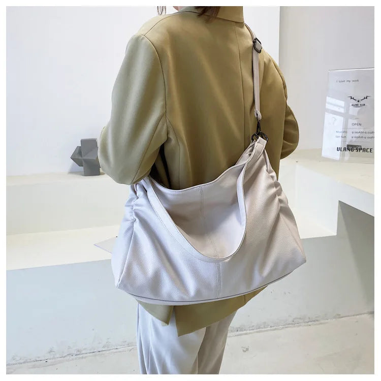 Big Black Shoulder Bag for Women Soft Leather Travel Tote