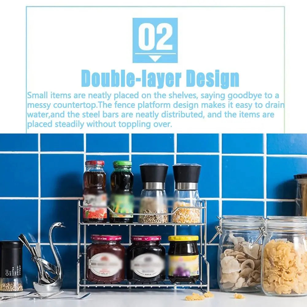 Waterproof Double-Layer Kitchen Organizer Shelf – Space Saver