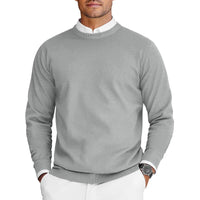 Men’s Crew Neck Knit Sweater – Solid Color Pullover
