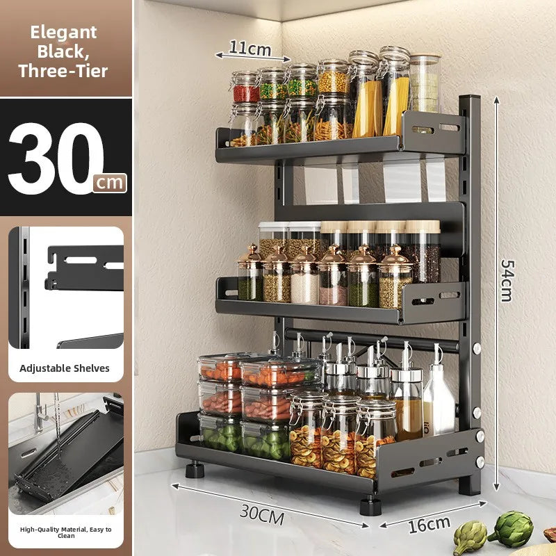 Multi-Layer Kitchen Storage Rack Carbon Steel for Spices and Tools