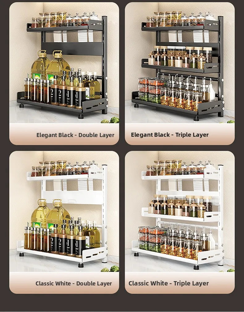 Multi-Layer Kitchen Storage Rack Carbon Steel for Spices and Tools