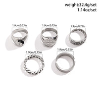 KunJoe 5pcs Punk Tai Chi Rings Set Adjustable for Men