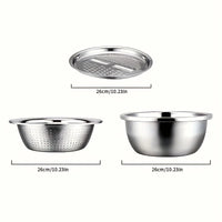 Stainless Steel Kitchen Set with Integrated Grinder, Multi-Filter and Mixing Bowl - for Cleaning and Slicing ,Vegetables, Cheese