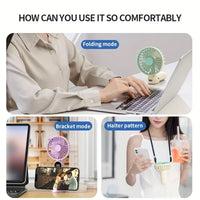 Foldable Mini Handheld Fan – 6 Speeds USB Rechargeable