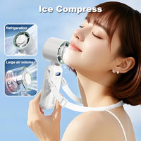 Portable Handheld Turbo Fan Foldable Hanging Neck Fan Mini Hand Fan 3600mAh USB Rechargeable High Speed Ice Cooling Turbo Fan
