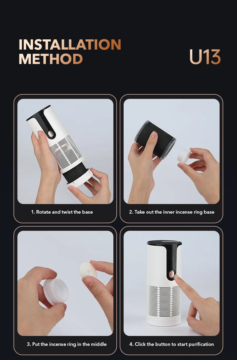 Portable Car Air Purifier Negative Ion Smoke & Odor Remover