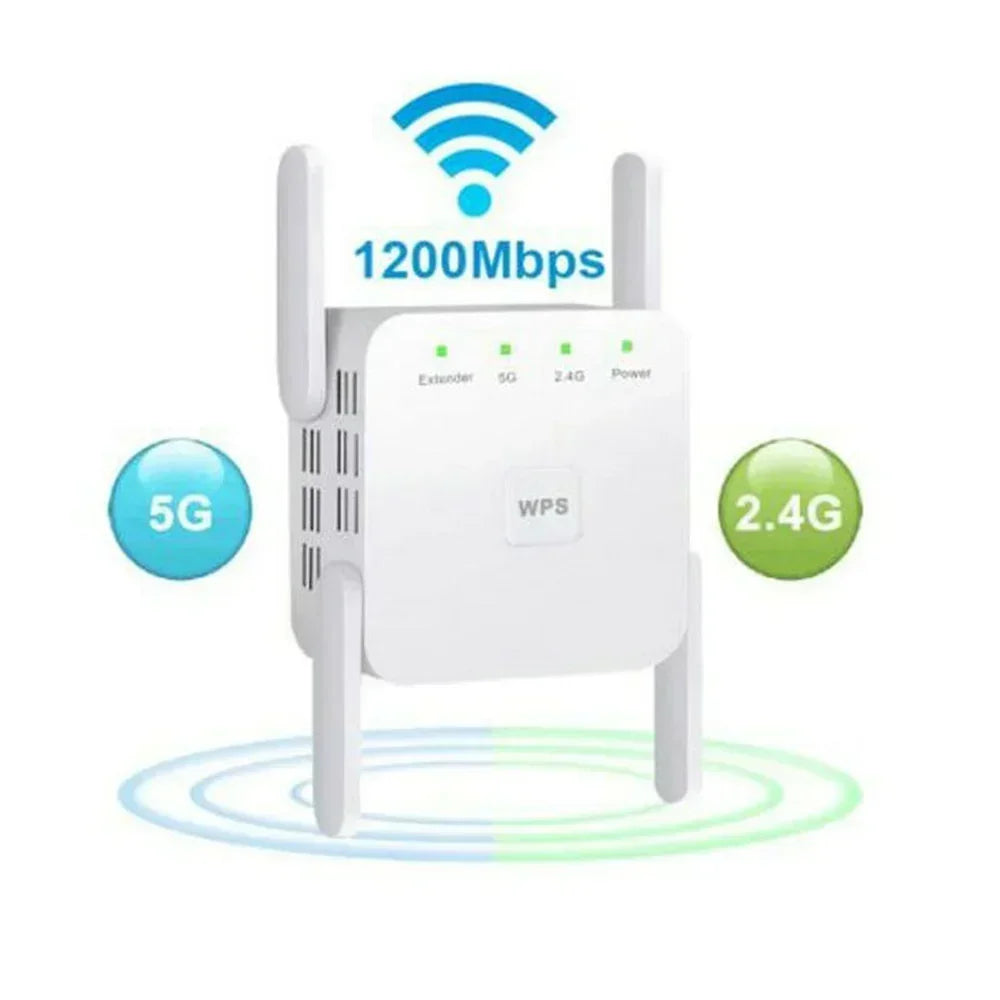 Wireless WiFi Repeater 2.4G 5Ghz Wi-Fi Amplifier Wi Fi Booster 1200 M Signal WiFi Long Range Extender Access Point
