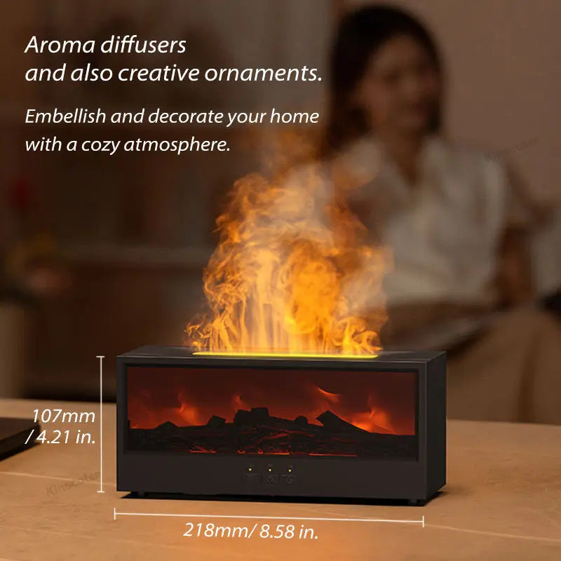 Simulated Bonfire Flame Diffuser Colorful Night Light Essential Oil Fireplace Diffuser with Timer Remote for Home Creative Gift
