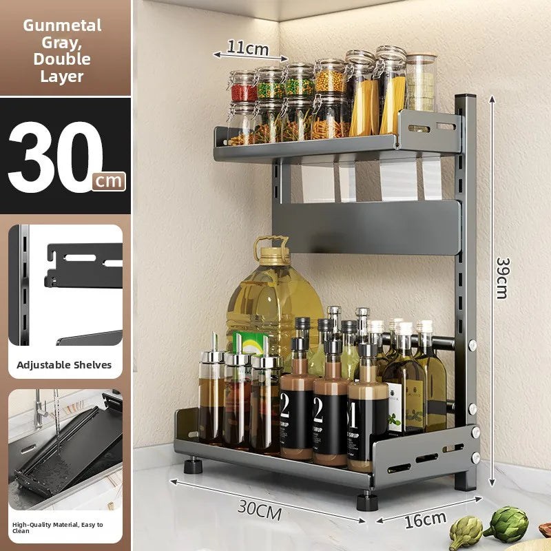 Multi-Layer Kitchen Storage Rack Carbon Steel for Spices and Tools